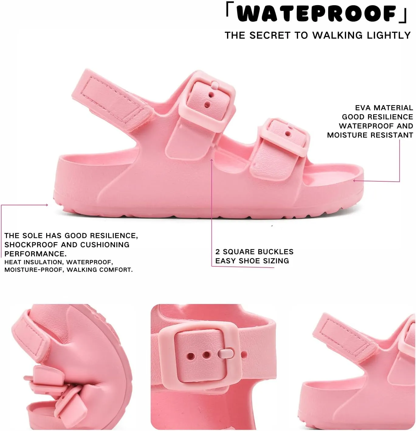 Toddler Unisex Adjustable Buckle Sandals ?C Comfortable Open Toe Beach & Pool Shoes for Boys & Girls with Back Strap