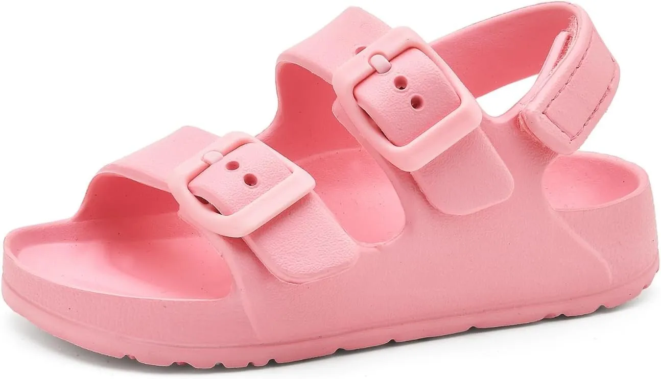 Toddler Unisex Adjustable Buckle Sandals ?C Comfortable Open Toe Beach & Pool Shoes for Boys & Girls with Back Strap