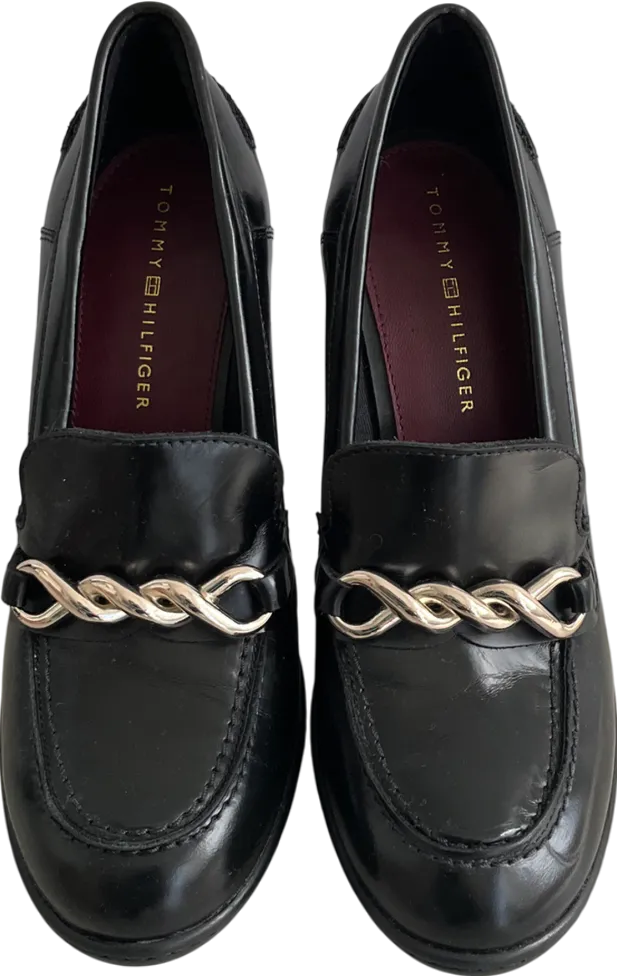 Tommy Hilfiger Black Twist High Heel Loafer UK 7 EU 40 👠