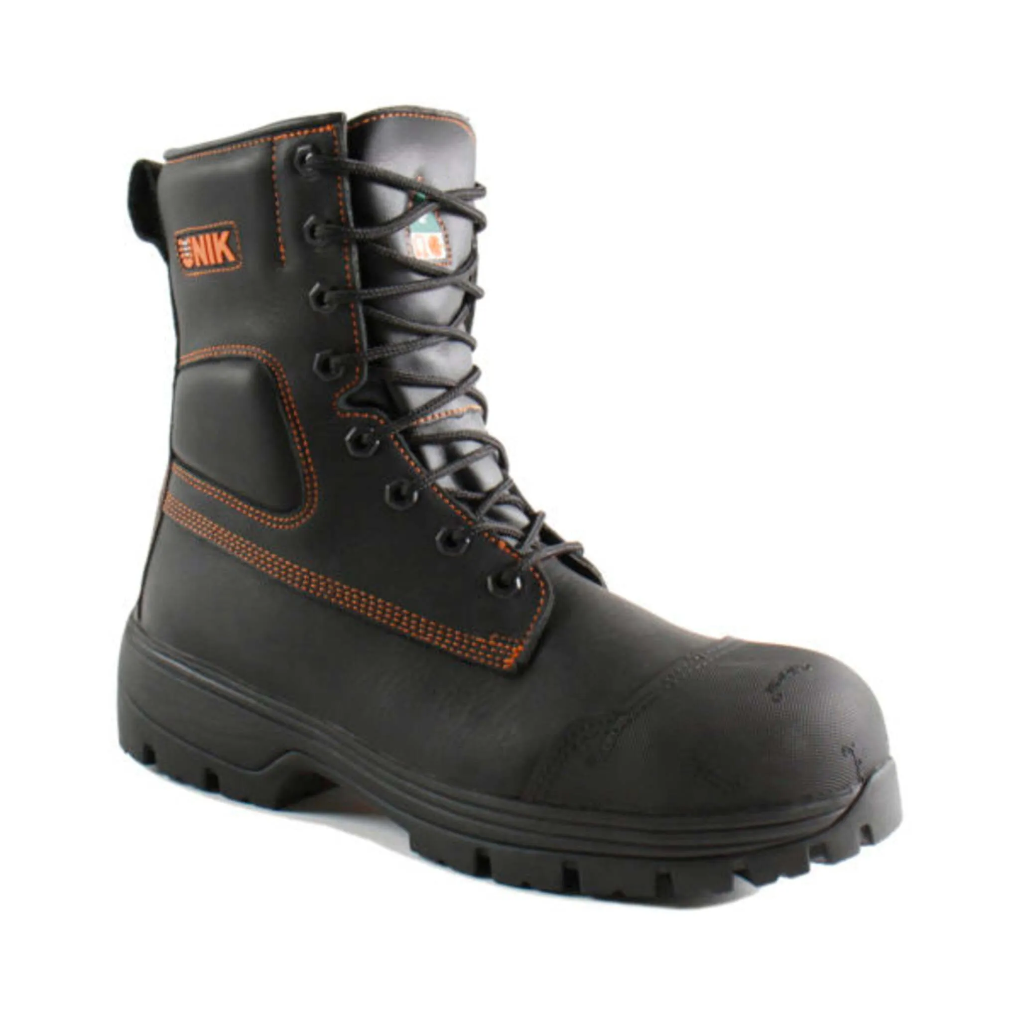 Unik Men's Safety Work Boots Contractor 8" Leather Ankle Lock System with Vibram® Fire & Ice Sole | Sizes 5-13