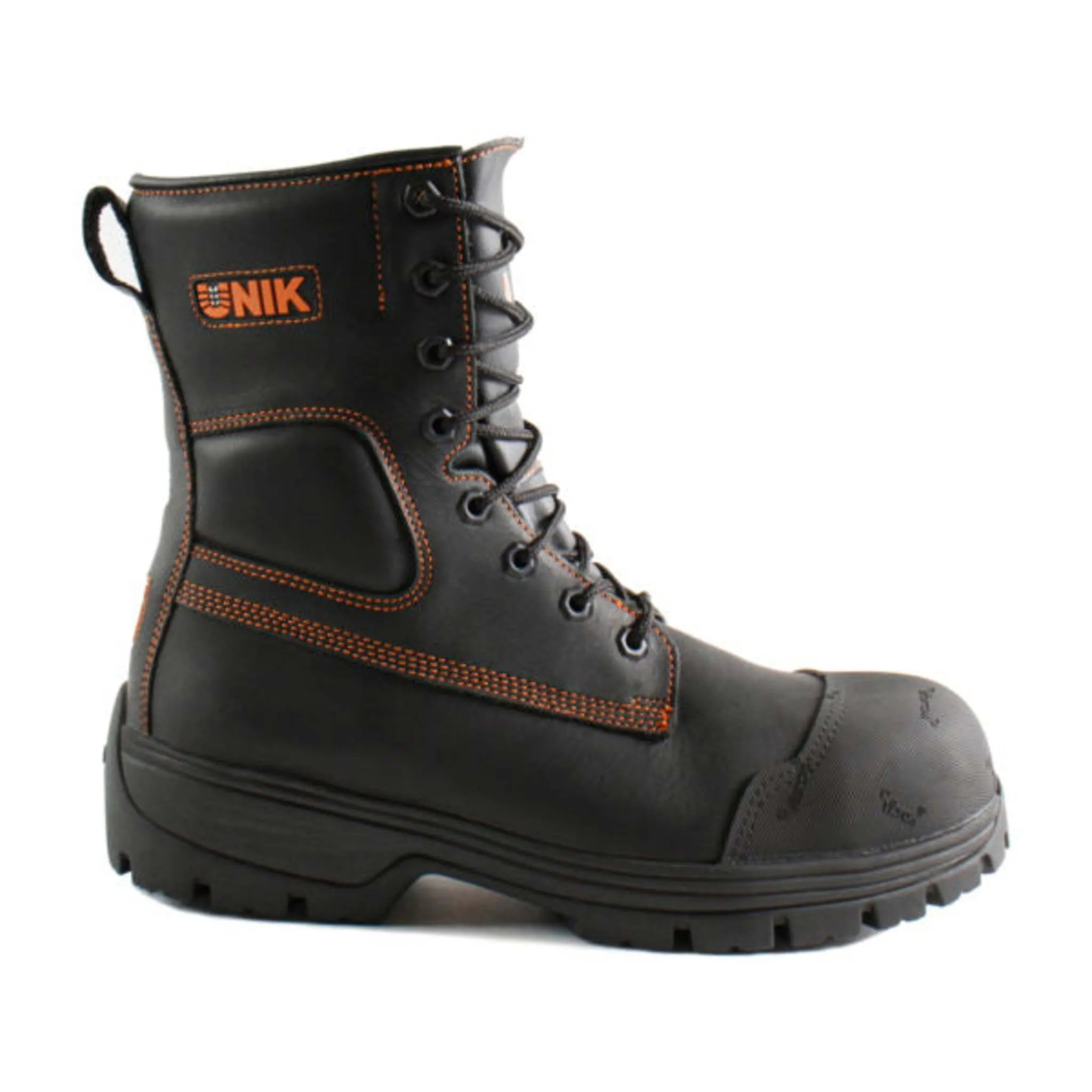 Unik Men's Safety Work Boots Contractor 8" Leather Ankle Lock System with Vibram® Fire & Ice Sole | Sizes 5-13