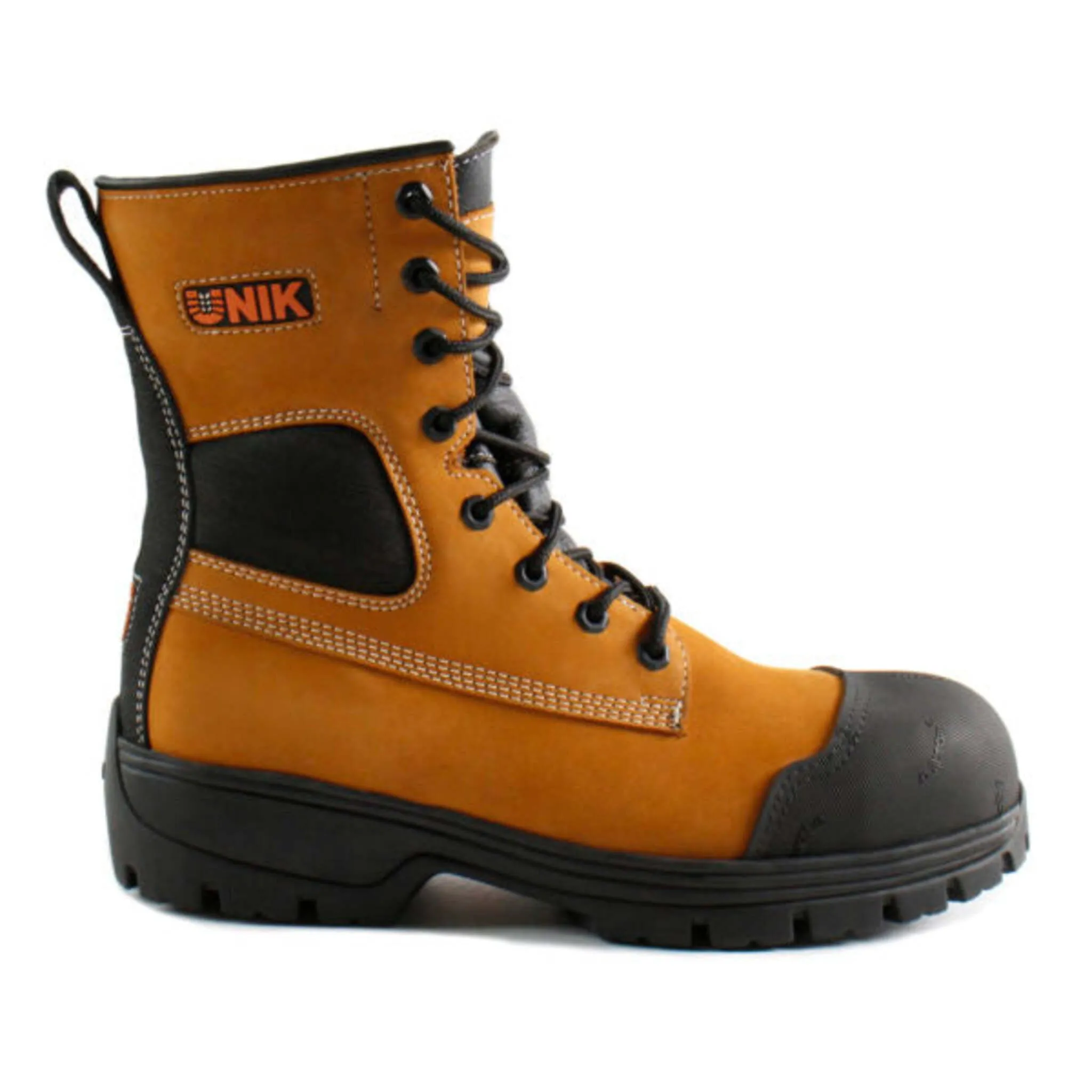 Unik Men's Safety Work Boots Contractor 8" Leather Ankle Lock System with Vibram® Fire & Ice Sole | Sizes 5-13