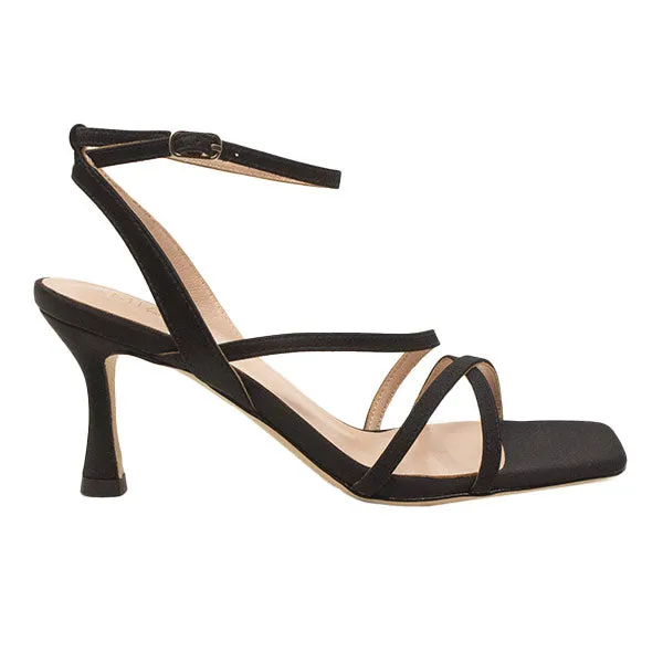 Venice Black Satin | Strappy Sandal