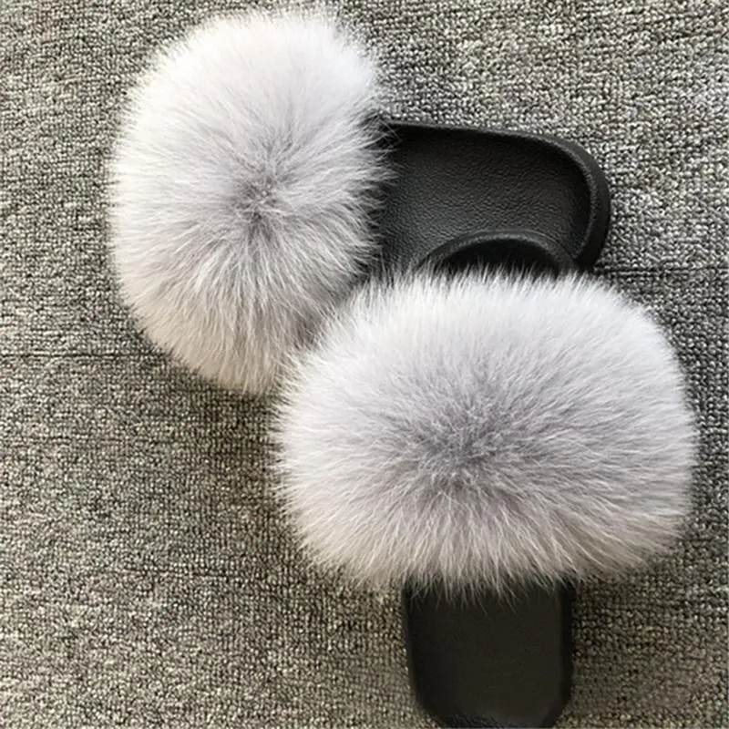 Women Summer Non Slip Furry Slide