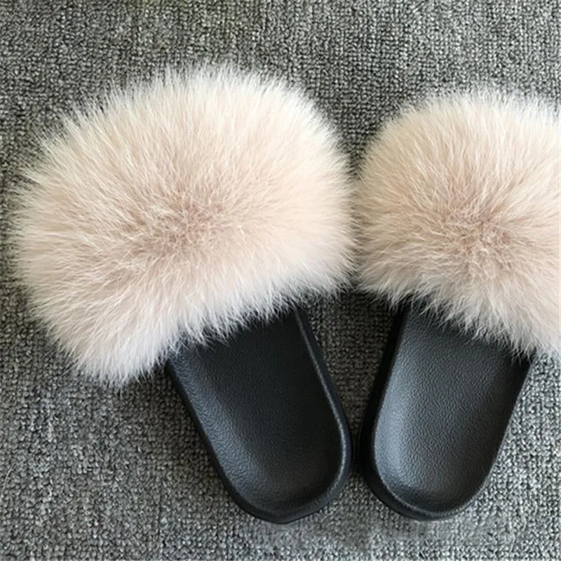 Women Summer Non Slip Furry Slide