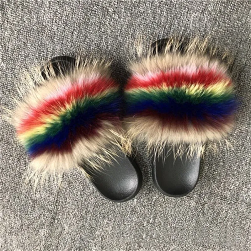 Women Summer Outdoor Furry Slide Sandals